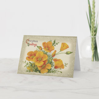 Tarjeta Flores de época Saludos de Navidad