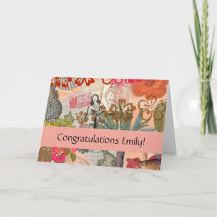 Tarjeta Flores de época tropical hawaiana colorida hula