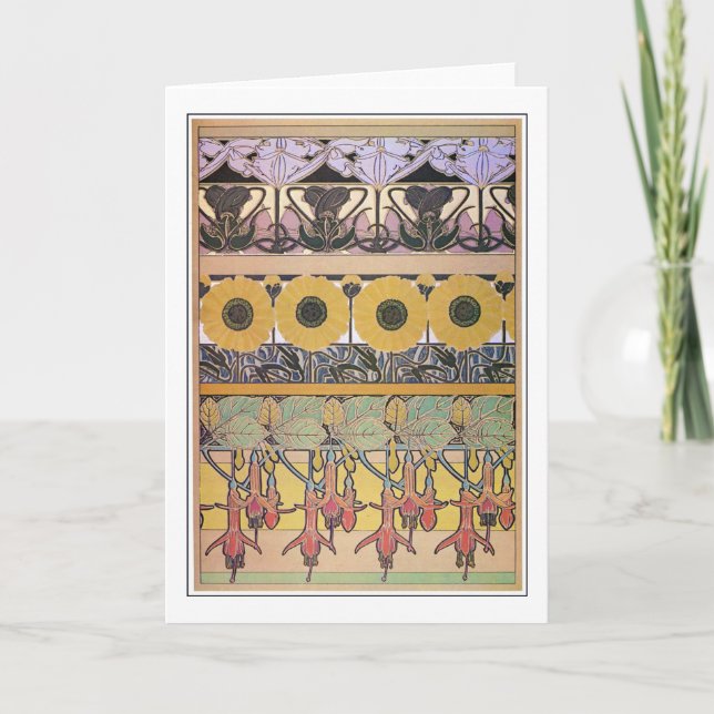 Tarjeta Flores de estilo Art Nouveau, Mucha (Anverso)