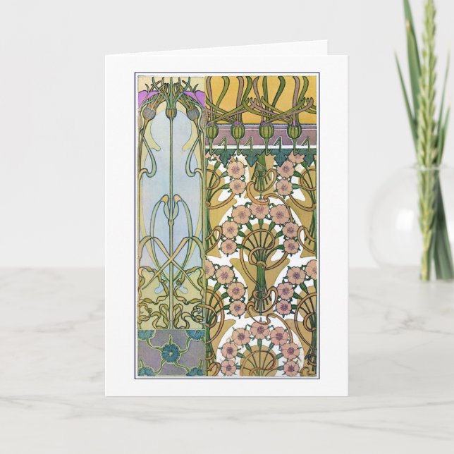 Tarjeta Flores de estilo Art Nouveau, Mucha (Anverso)