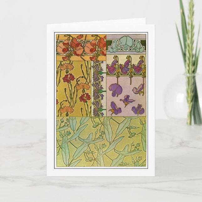 Tarjeta Flores de estilo Art Nouveau, Mucha (Anverso)