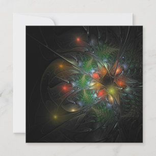 Tarjeta Flores de fantasía fractal blandas y tendientes