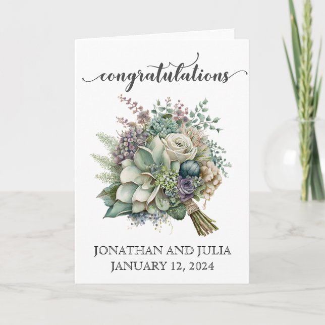 Tarjeta Flores de felicitación Boda personalizada (Anverso)