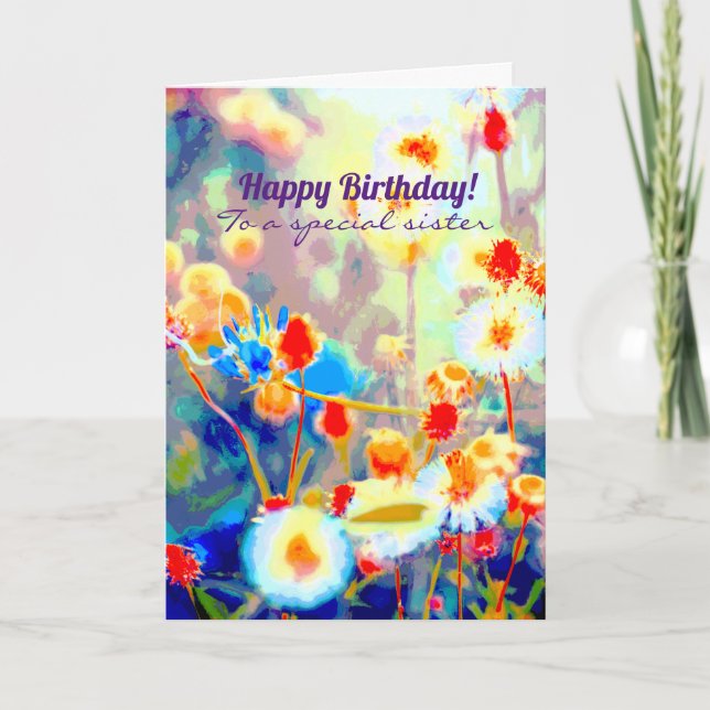 Tarjeta Flores de flores silvestres alegres (Anverso)