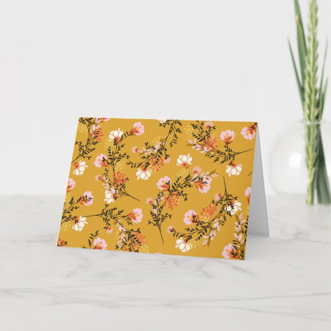 Tarjeta flores de fondo amarillo (Anverso)