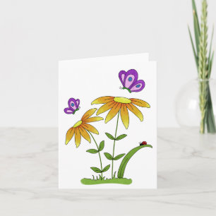 Tarjeta Flores de garabato insectos y bichos de uso genéri