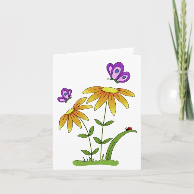 Tarjeta Flores de garabato insectos y bichos de uso genéri (Anverso)