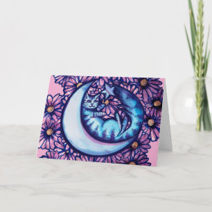 Tarjeta Flores de gato lunar margarita de arte de Mooncat
