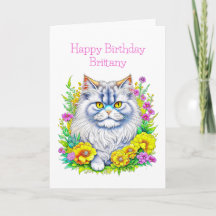 Flores de gato persas Cumpleaños Personalizado