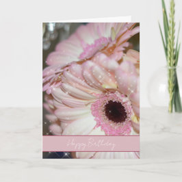 Tarjeta Flores de Gerbera Rosadas Brillan Cumpleaños