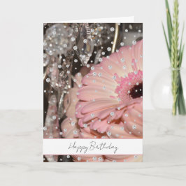 Tarjeta Flores de Gerbera Rosadas Cumpleaños Destello de D
