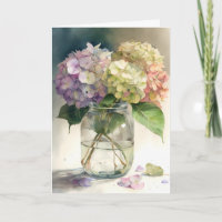Flores de hortensias en acuarela 