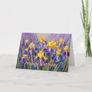 Tarjeta Flores de iris coloridas felices cumpleaños