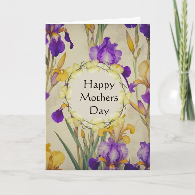 Tarjeta Flores de Iris para el Día de las Madres  (Anverso)