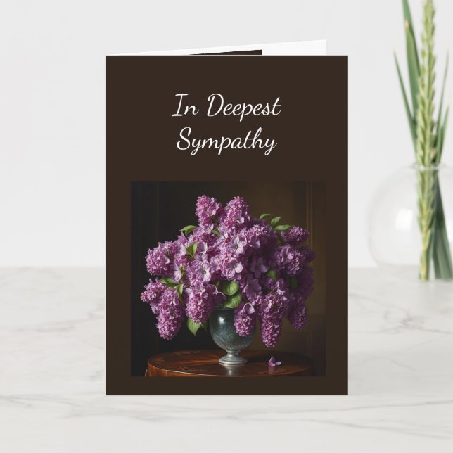 Tarjeta Flores de jardín de lilas en profundo pésame (Anverso)