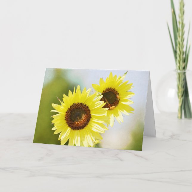 Tarjeta Flores de jardín romántico girasoles (Anverso)