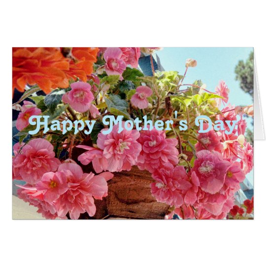 Tarjeta Flores de la begonia en un día de madre colgante