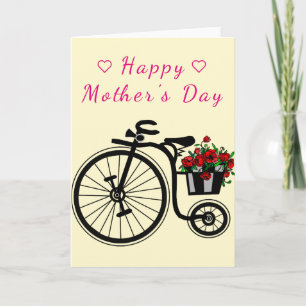 Tarjeta Flores de la carta del día de la madre en biciclet