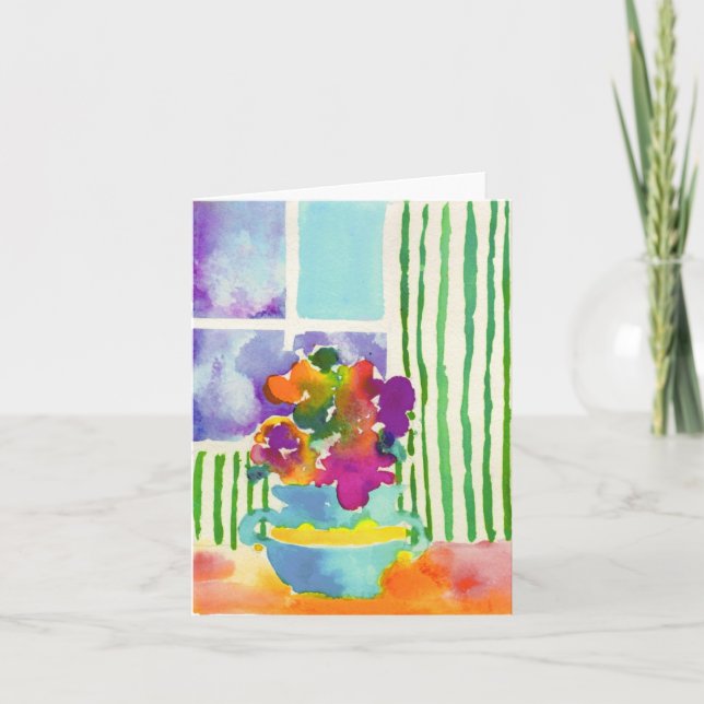 Tarjeta Flores de la ventana de Jessie Abrams, edad 11 (Anverso)