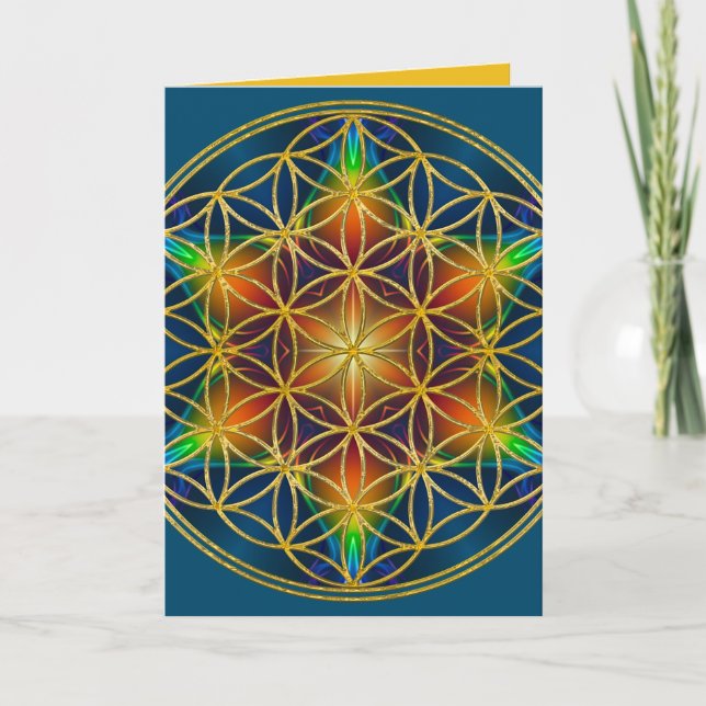Tarjeta FLORES DE LA VIDA - Florecimiento fractal 1 (Anverso)