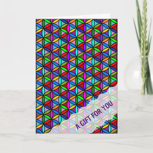 Tarjeta FLORES DE LA VIDA - patrón de gradientes multicolo (Anverso)