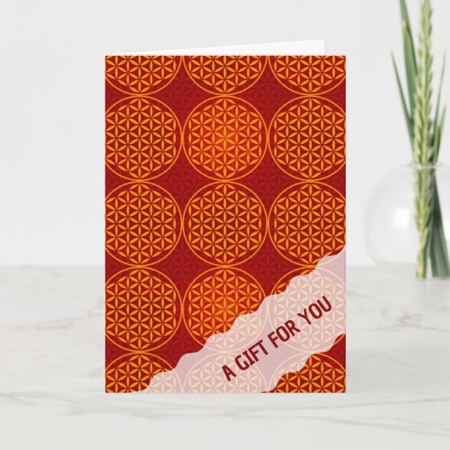 Tarjeta FLORES DE LA VIDA - Patrón rojo naranja (Anverso)