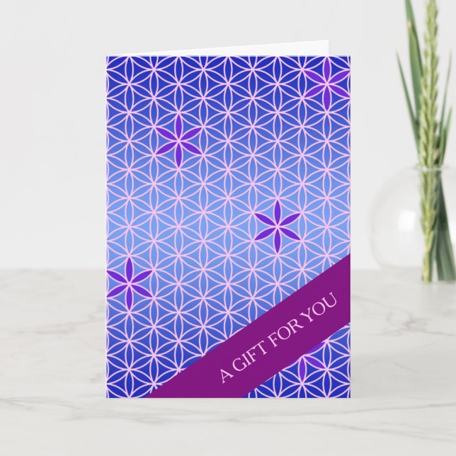 Tarjeta FLORES DE LA VIDA - patrón rosa violeta (Anverso)