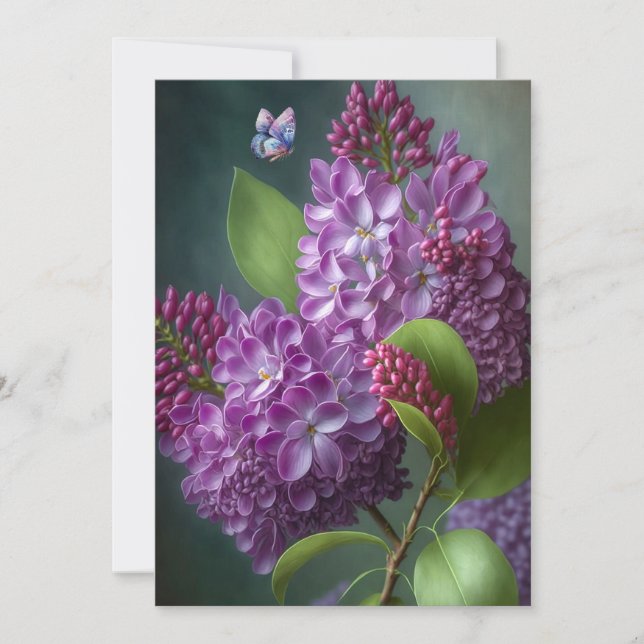 Tarjeta Flores de lagarto vibrantes y mariposa (Anverso)