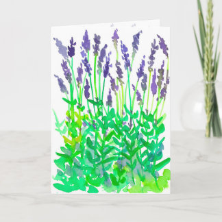 Tarjeta Flores de lavanda acuarela Feliz cumpleaños
