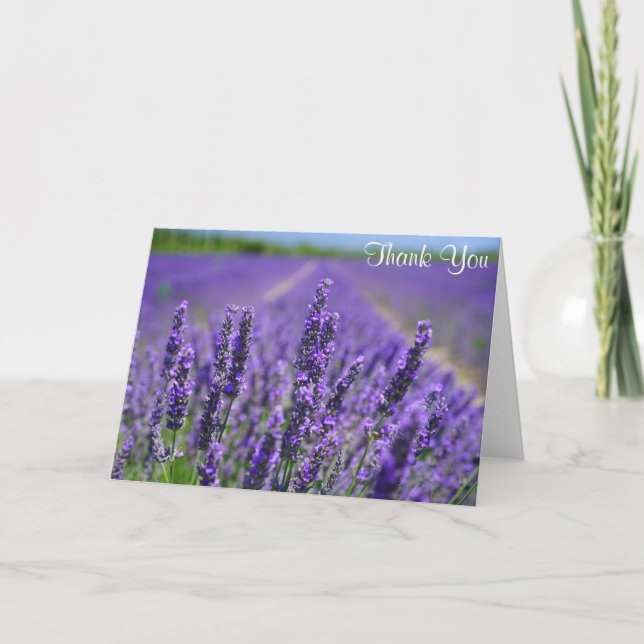 Tarjeta Flores de Lavanda Bonito Floral Púrpura Gracias (Anverso)