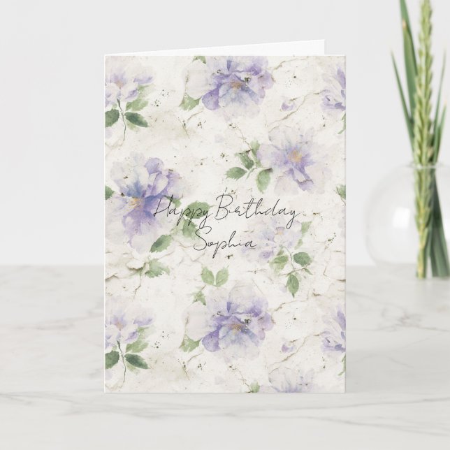 Tarjeta Flores de lavanda morada bonitas (Anverso)