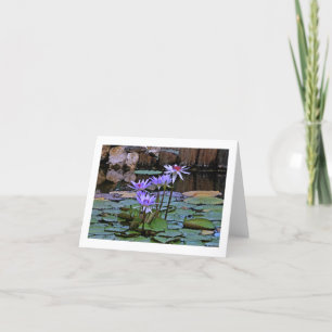 TARJETA "FLORES DE LAVENDER-BLUE LOTUS Y COJINES DE LIRIO
