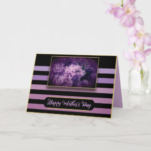 Tarjeta Flores de Lila Morado y Rayas