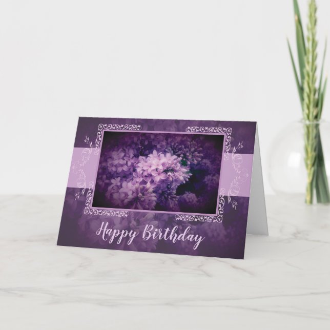Tarjeta Flores de Lilac elegantes (Anverso)