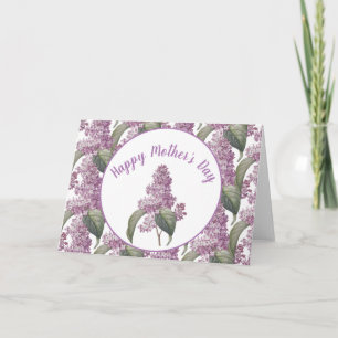 Tarjeta Flores de Lilas Bonitas Día de la Madre Fiesta