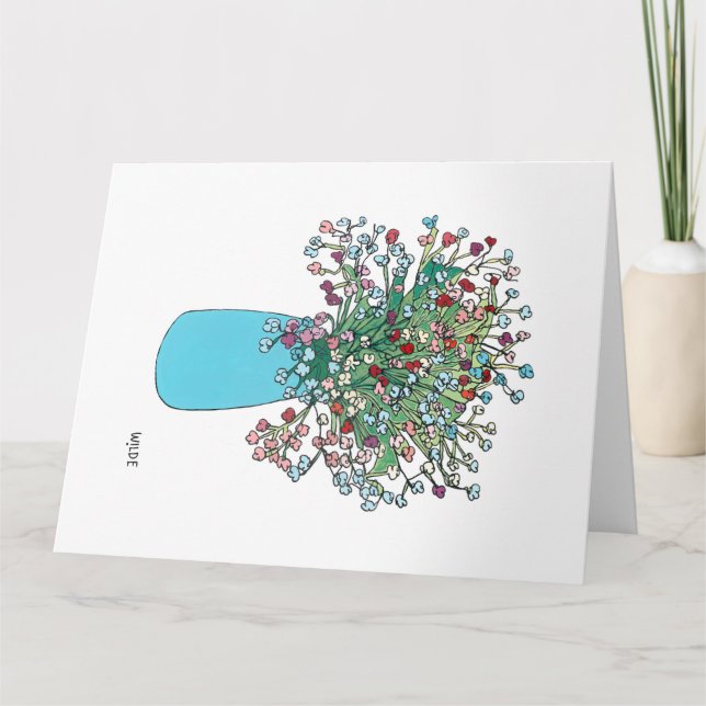 Tarjeta Flores de línea continua en jarrón (Anverso)
