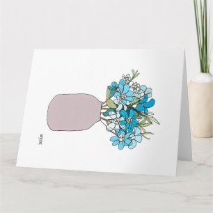 Tarjeta Flores de línea continua en jarrón