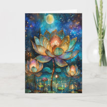 Flores de Lotus de vidrio manchado en la luna