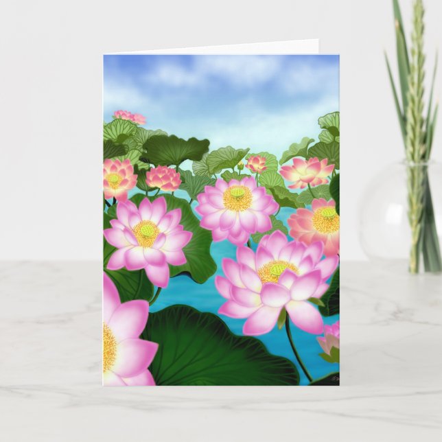 Tarjeta Flores de Lotus sagradas (Anverso)