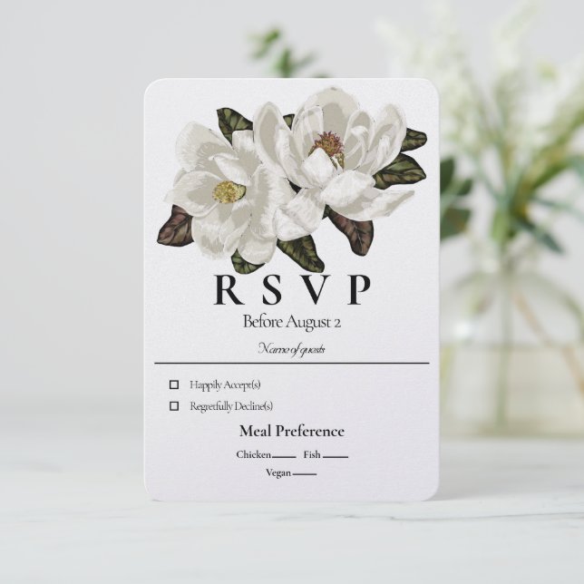 Tarjeta Flores de Magnolia elegantes (Anverso de pie)