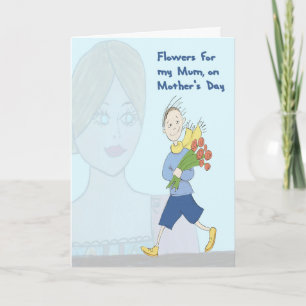 Tarjeta Flores de Mamá en el Día de la Madre de un hijo pe