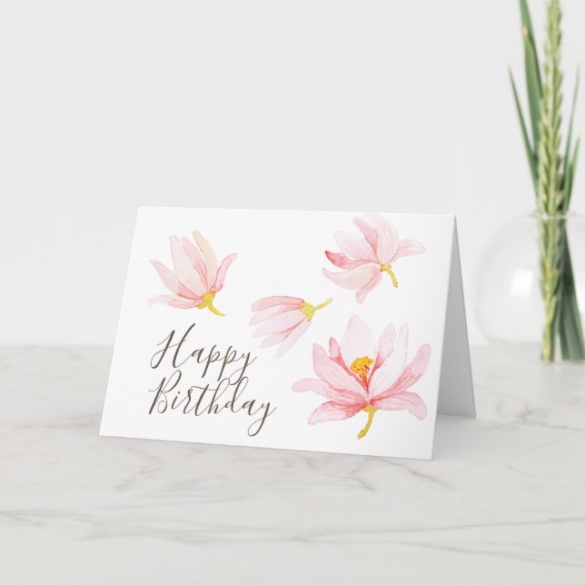 Tarjeta Flores de manantial acuarela. Cumpleaños (Anverso)
