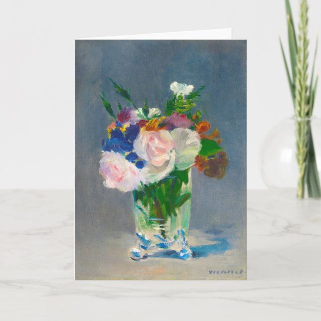 Tarjeta Flores de manet en una maleta de cristal (Anverso)