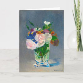 Tarjeta Flores de manet en una maleta de cristal