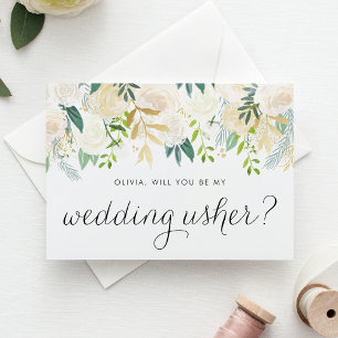 Tarjeta Flores De Marfil Suaves Serás Mi Boda Usher