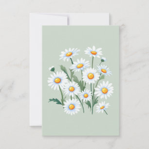 Tarjeta Flores de margarita acuarela