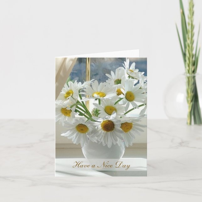 Tarjeta Flores de margarita blanca en un día soleado (Anverso)
