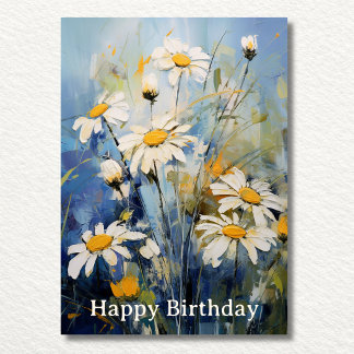 Tarjeta Flores de margaritas en margaritas silvestres azul