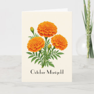 Tarjeta Flores de Marigold de Octubre Saludo