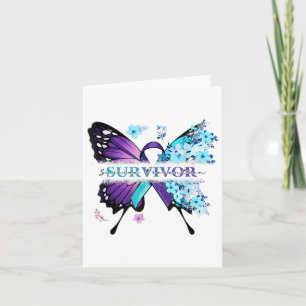 Tarjeta Flores de mariposa Verde azulado & Suicidio de